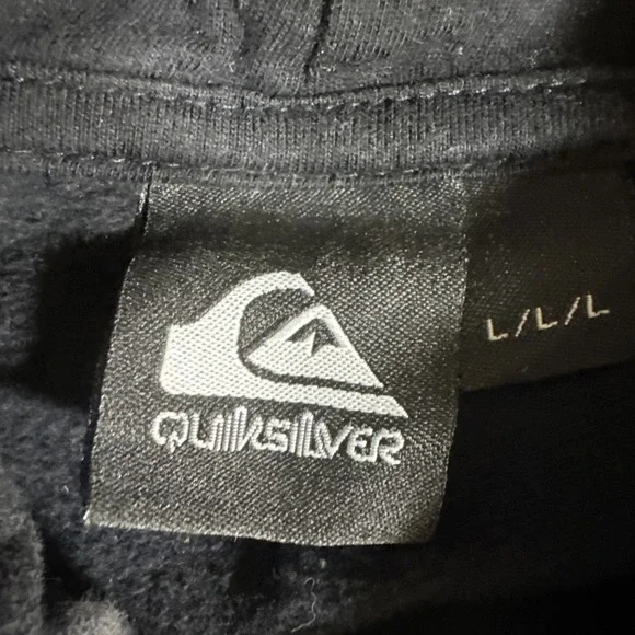 Vintage Quiksilver Hoodie Mens Large Black Pullover Skate Surfer Sweatshirt Y2K - Picture 5 of 14